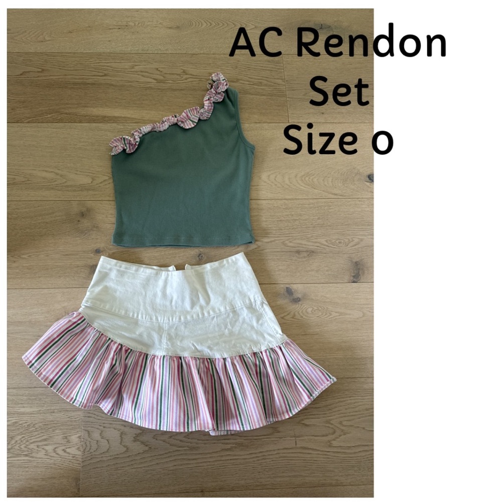 One shoulder ruffle top and skirt set